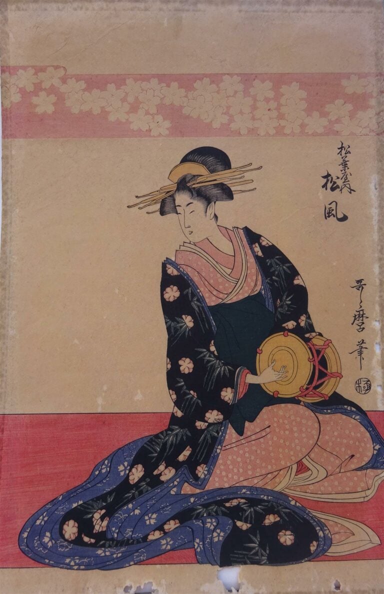 UKIYO-E / Japon - D'après UTAMARO - Bijins à la musique - Suite de deux (2) est…