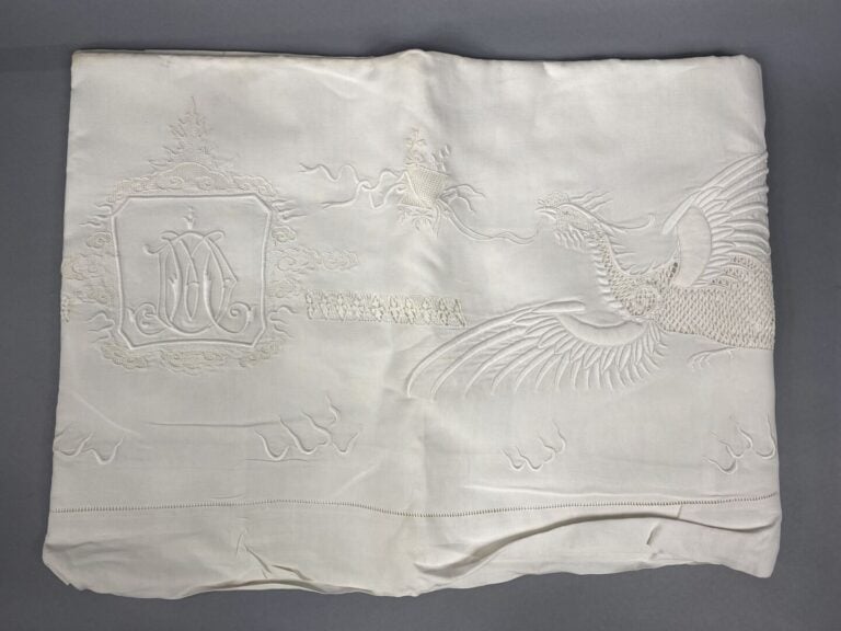 Chine, dans le goût chinois - Lot de tissus et broderies à décor de dragons, ca…