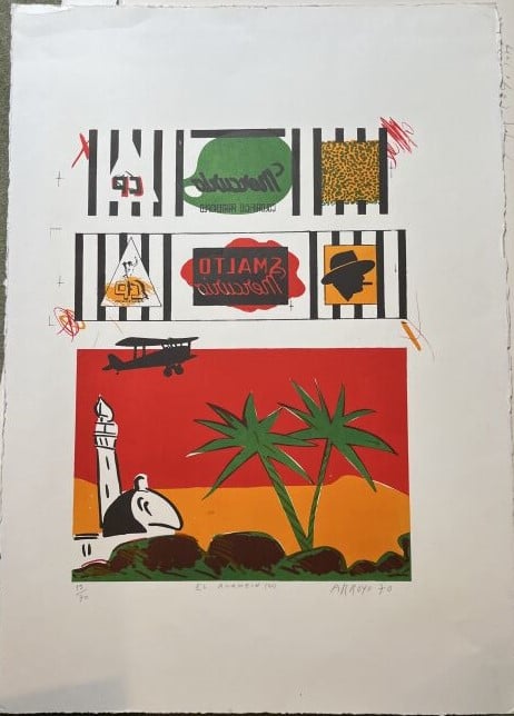 Eduardo ARROYO (1937-2018) - El Alamein, 1970 - Lithographie en couleurs sur vé…