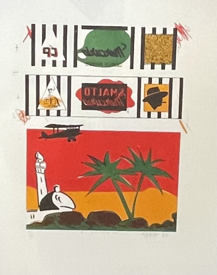 Eduardo ARROYO (1937-2018) - El Alamein, 1970 - Lithographie en couleurs sur vé…