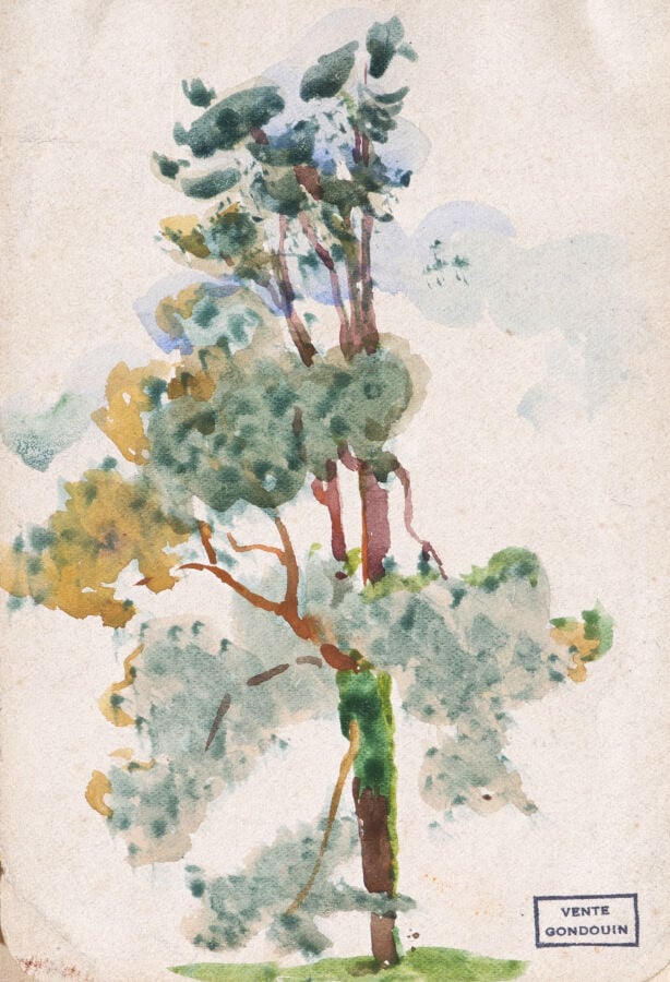 Emmanuel GONDOUIN (1883-1934) - Arbres - Aquarelle sur papier, cachet de la ven…