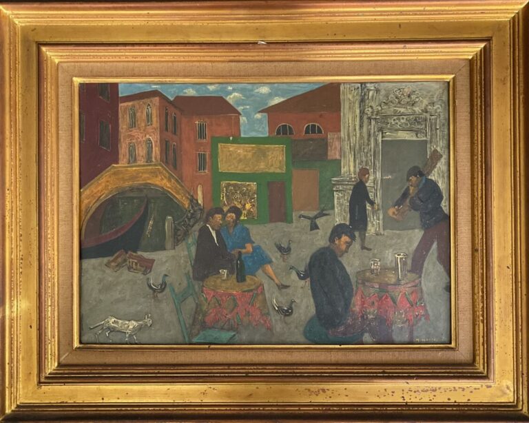 Grégoire MICHONZE (1902-1982) - Venise, 1970 - Huile sur papier marouflée sur t…
