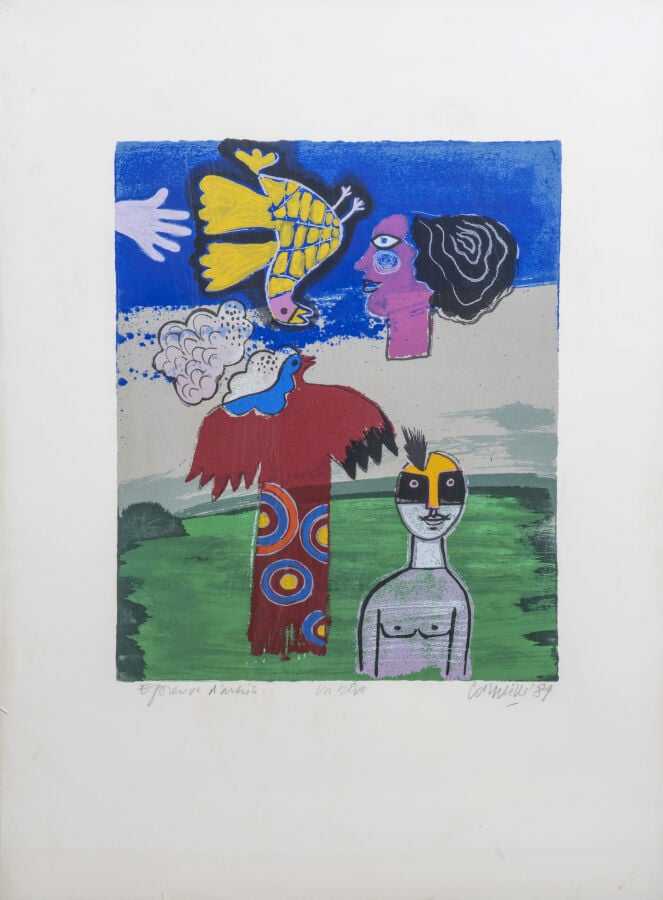 Guillaume CORNEILLE (1922-2010) - Un rêve, 1989 - Lithographie en couleurs sur…