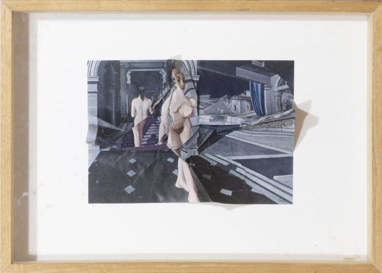 Jiri KOLAR (1914-2002) - D'après Delvaux, 1980 - Collage sur papier, monogrammé…