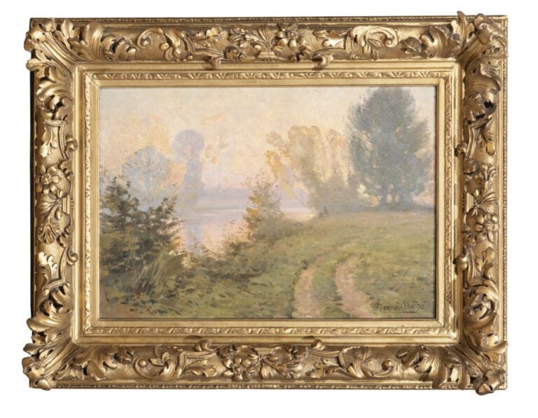 Jules Alfred HERVE-MATHÉ (1868-1953) - Soir d'automne au bord de la Sarthe - Hu…