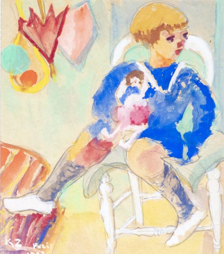 Kazimir (Kazimierz) ZIELENIEWSKI (1883-1931) - Fille à la poupée, c. 1920 - Tec…
