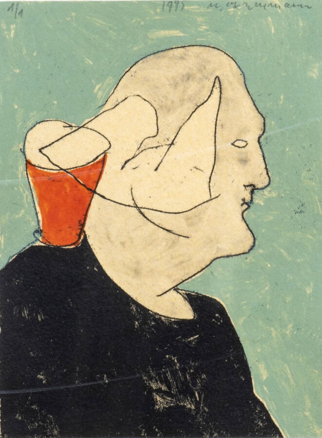 Max NEUMANN (1949-) - Visage, 1994 (?) - Tempera sur papier, signée, datée en h…