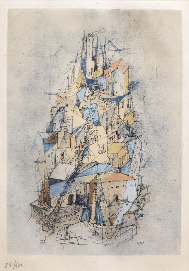 Otto WOLS (1913-1951 d'après - Le navire dans la ville (1947) ; Le rouge royal…