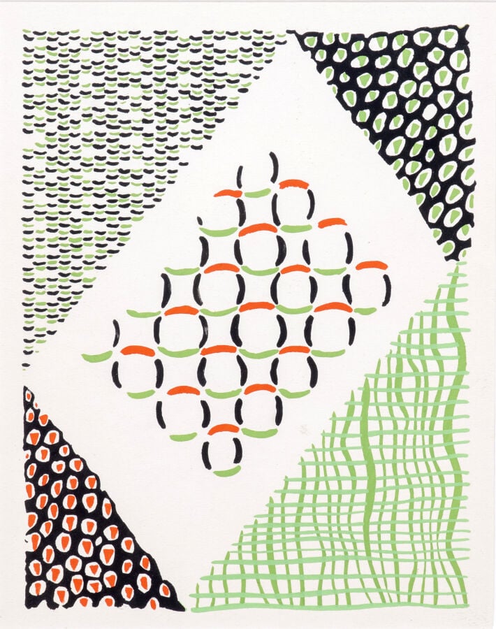 Sonia DELAUNAY (1885-1979) - Composition, 1930 - Pochoir en couleurs sur vélin…