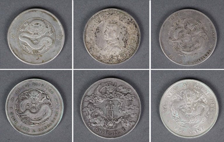 ACCUMULATION DE SIX (6) PIECES DE UN (1) DOLLAR ARGENT - Chine, Epoque XXe sièc…