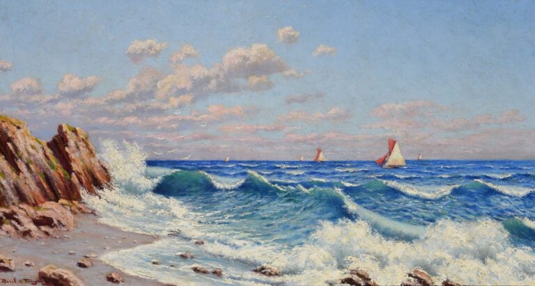 Adelin Charles MOREL DE TANGUY (1857-1930) - Mer agitée - Huile sur toile - Sig…
