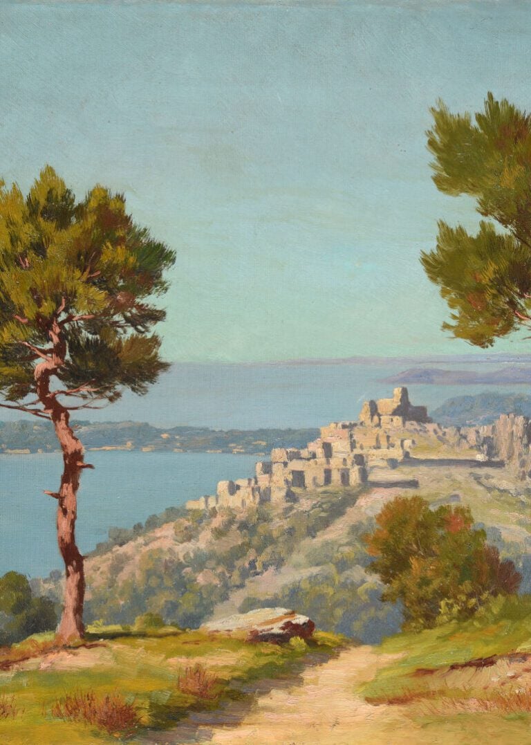Adelin Charles MOREL DE TANGUY (1857-1930) - Vue d'Eze - Huile sur toile - Sign…