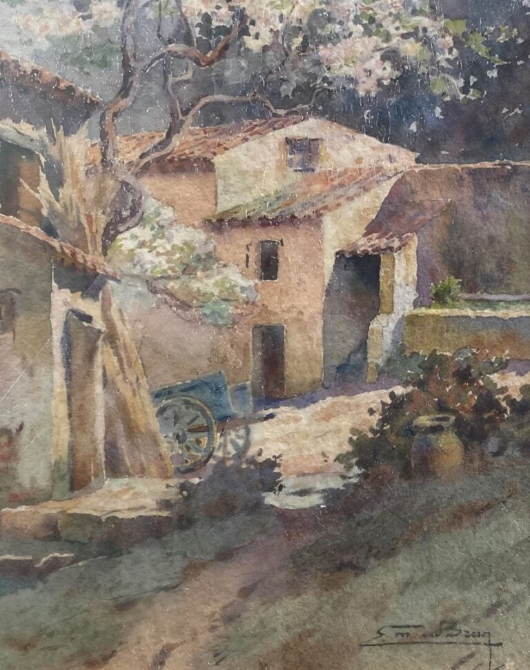 Adelin Charles MOREL DE TANGUY (1857-1930) - Vue de Saint-Paul-de-Vence - Huile…