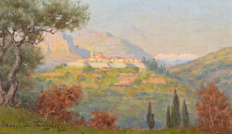 Adelin Charles MOREL DE TANGUY (1857-1930) - Vue de Saint-Paul-de-Vence - Huile…