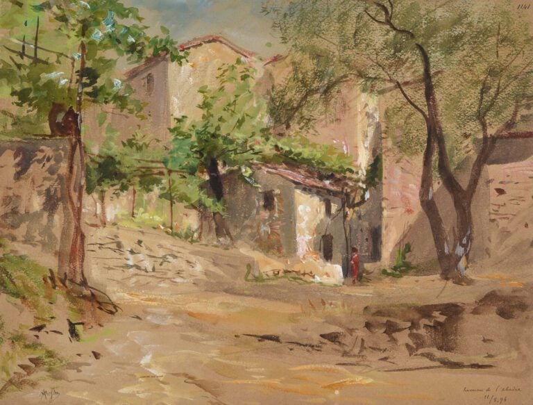 Alexis MOSSA (1844-1926) - Hameau de l'Abadie - Aquarelle et rehauts de blanc -…