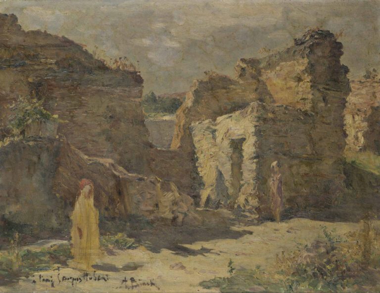 Alphonse BIRCK (1859-1942) - Probable vue animée des ruines de Rusconium aux al…