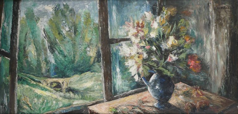 Anders OSTERLIND (1887-1960) - Fleurs et paysage - Huile sur toile. - Signée et…