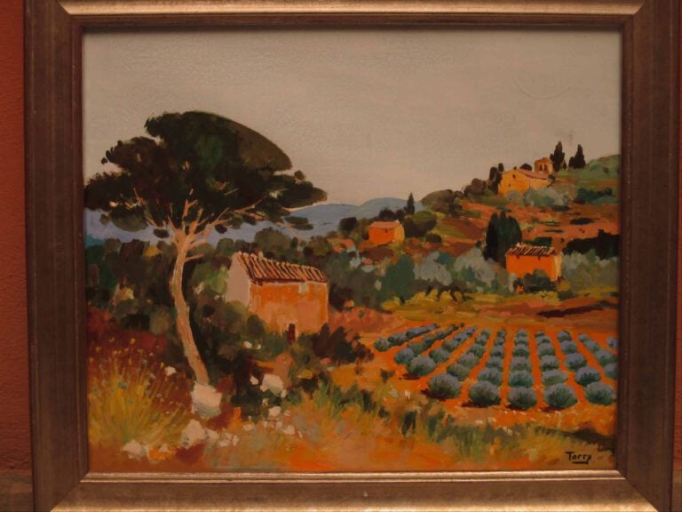 André TORRE - Les lavandes - Huile sur toile. - Signée en bas à droite. - 46 x…