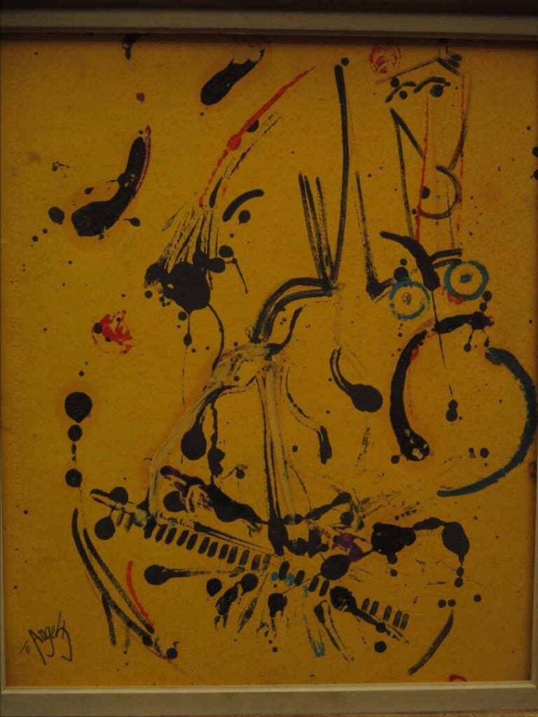 ANGELY - Composition abstraite - Huile sur panneau. - Signée en bas à gache. -…