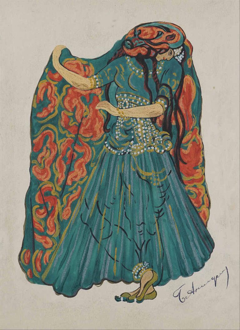 ANISFELD Boris Israelevitch (1879-1973) - Femme orientale - Aquarelle et gouach…