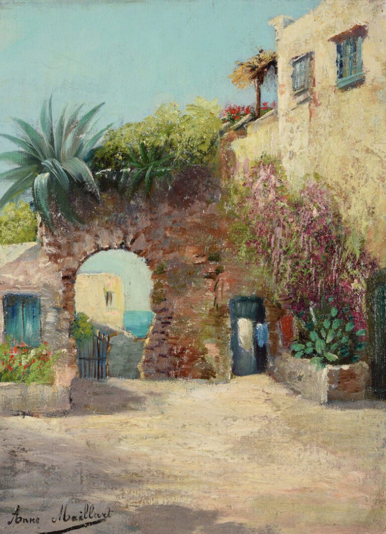 Anne MAILLART (XXe) - Mas provençal - Huile sur toile - Signée en bas à gauche…