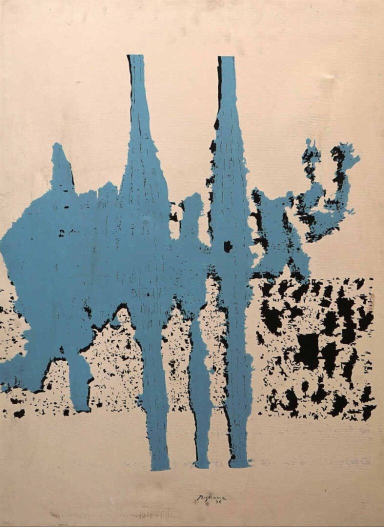 Annibale BIGLIONE (1923-1981) - Composizione 5 - Acrylique sur toile. - Signée…
