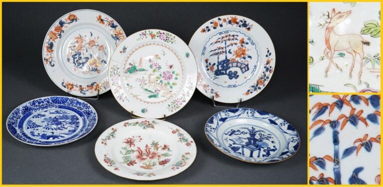 ASSIETTE EN PORCELAINE DE LA COMPAGNIE DES INDES A DECOR EMAILLE POLYCHROME DAN…