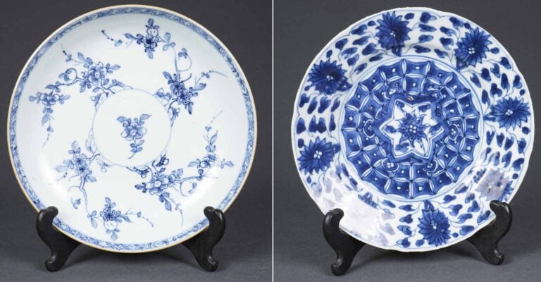 ASSIETTE FESTONNEE EN PORCELAINE BLEU BLANC - Chine de commande, Dynastie Qing,…