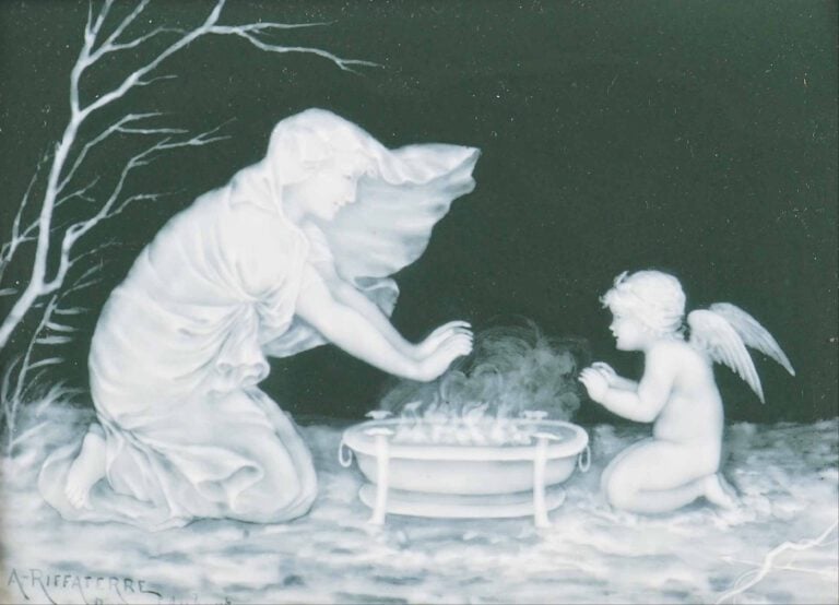 Auguste RIFFATERRE (1868-1935) - LIMOGES - Plaque en porcelaine dure à décor en…