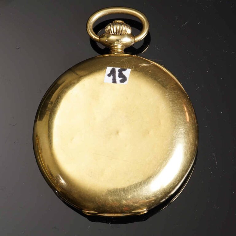 BREZIAT & CO - Montre chronomètre en or jaune 18K (750°/oo). Cadran argenté à i…