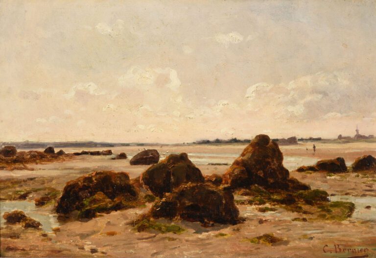C. BERNIER (XIXe-XXe) - Vue de plage - Huile sur toile - Signée en bas à droite…