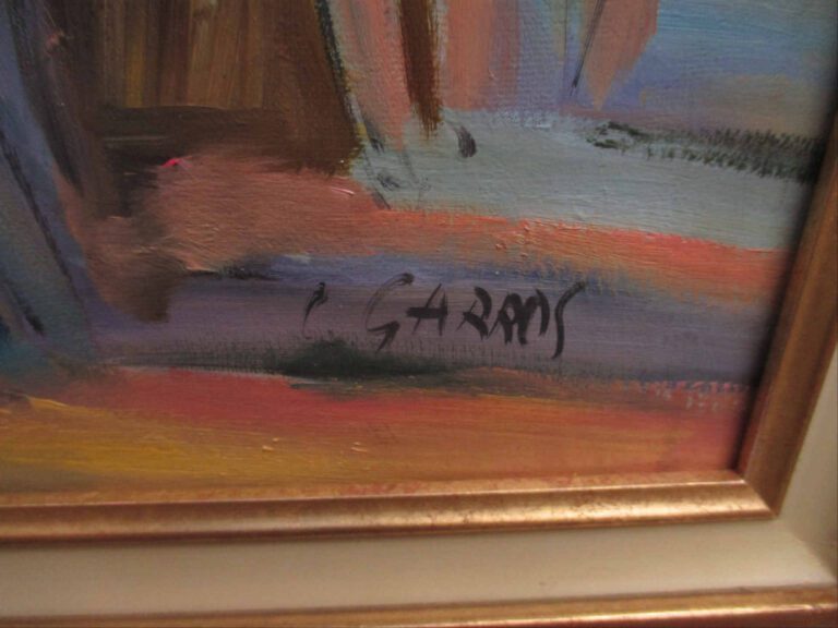 Catherine GARROS (Née en 1954) - La brocante - Huile sur toile. - Signée en bas…