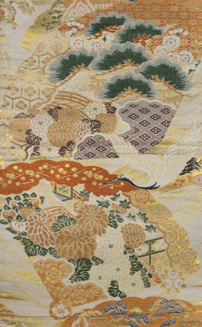CEINTURE DE KIMONO A DECOR BRODE, OBI - Japon - A décor couvrant d'un paysage a…