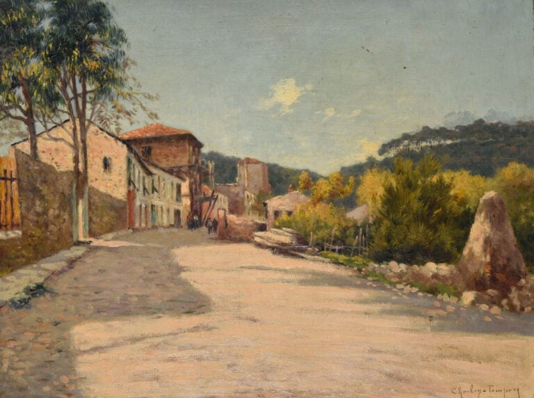 Charles CHARLAY-POMPON (c.1855-?) - Vue de village - Huile sur toile - Signée e…
