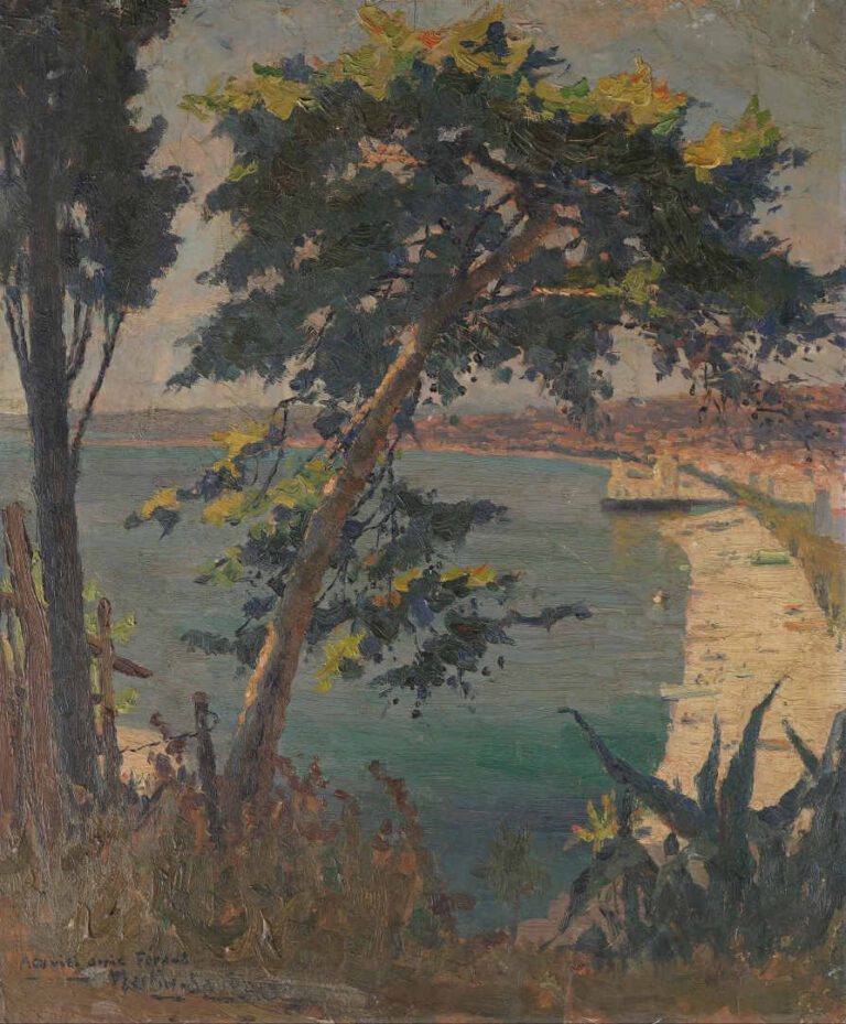 Charles MARTIN-SAUVAIGO (1881-1970) - La Baie des Anges à Nice - Huile sur pann…