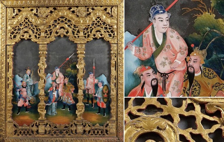 CHARMANT FIXE SOUS-VERRE ORNE D'UNE SCENE DU "ROMAN DES TROIS ROYAUMES" - Chine…
