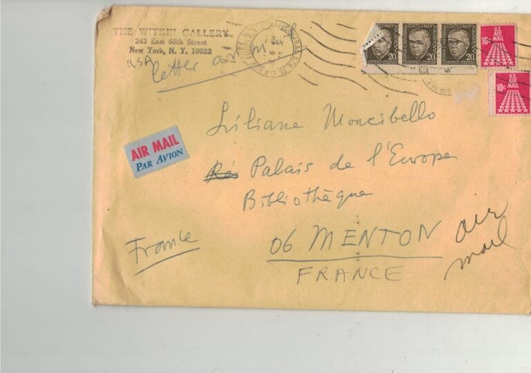 Courrier adressé à Liliane Mongibello signé par BRASSAI depuis New-York en 1973…