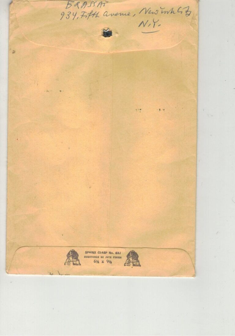 Courrier adressé à Liliane Mongibello signé par BRASSAI depuis New-York en 1973…