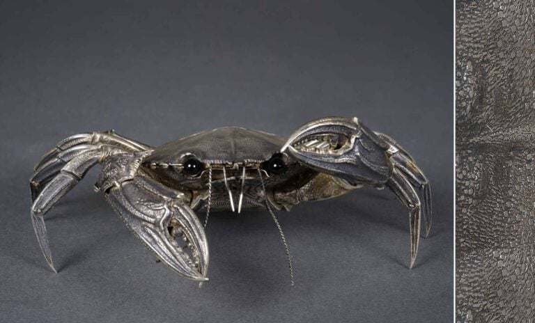 CRABE ARTICULE EN ARGENT - Probable travail Japonais d'époque XXe siècle - Chaq…