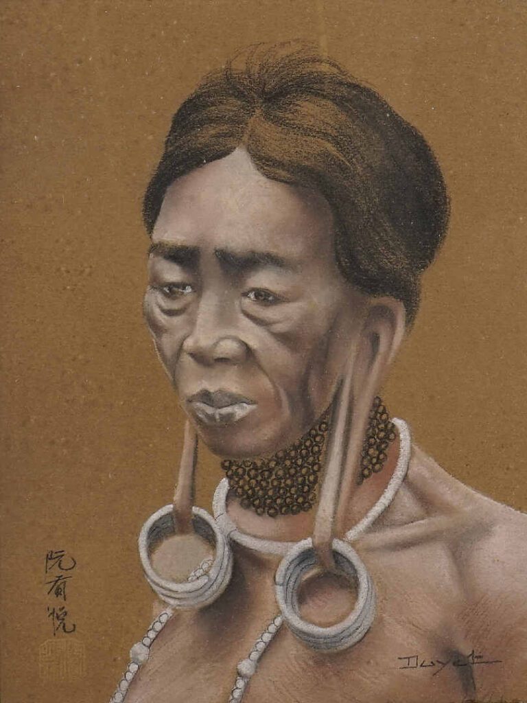 DUYET (Vietnam / Indochine, Actif XXe siècle) - Portrait ethnique d'un homme au…