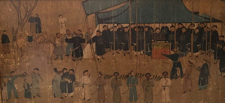 Ecole Chinoise - XIXème - Grande pièce encadrée,représentant une scène de démon…