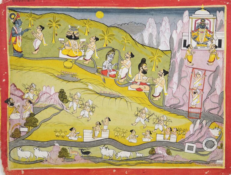 ECOLE DE MEWAR (Rajasthan, Actif XVIIIe/XIXe siècle) - La Tin Murti (Vishnu, Kr…