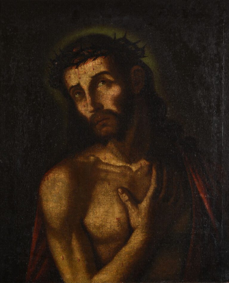 Ecole du XIXe siècle - La passion du Christ - Huile sur toile - 63 x 53 cm