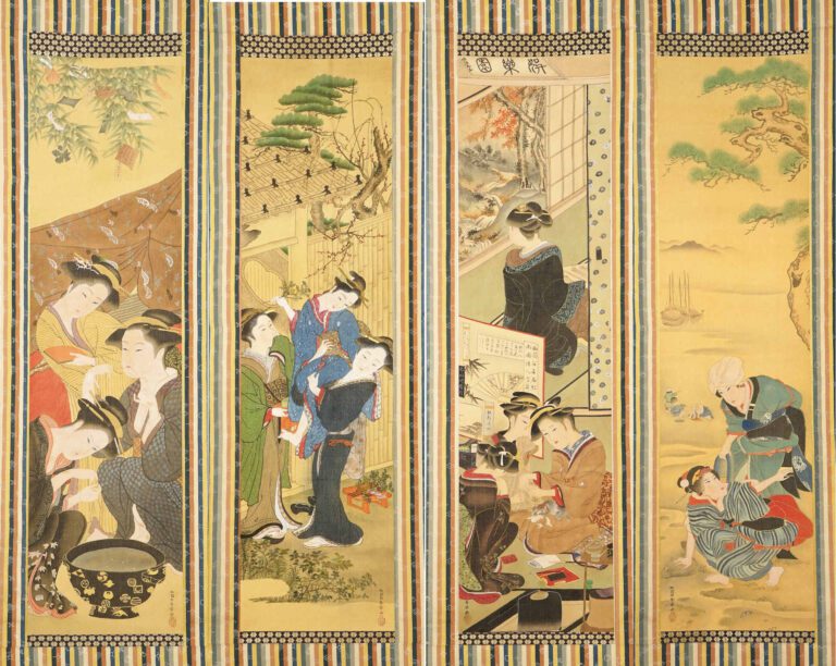 ECOLE JAPONAISE (Actif XXe siècle, période Taisho) - Les quatre bijinga / beaut…