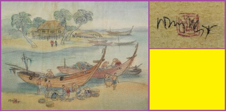 ECOLE VIETNAMIENNE (Actif XXe siècle) - Le retour d'une pêche fructueuse - Aqua…