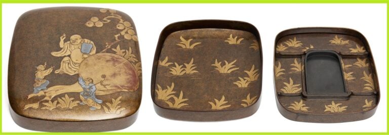 ECRITOIRE EN BOIS LAQUE, SUZURIBAKO - Japon, Période Meiji - Quadrangulaire à b…