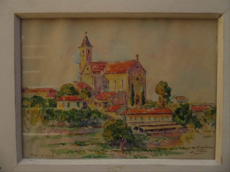 Edouard FER (1887-1959) - Village de Saint-Antoine - Aquarelle sur papier. - Si…