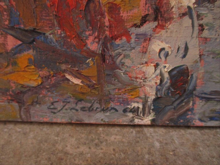 EJ. LEBRUN ? - Ruelle - Huile sur toile. - Signée et datée 64 en bas à gauche.…