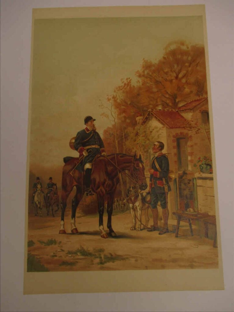 Ensemble comprenant un lithographie et une chromolithographie : - - Chasse à la…