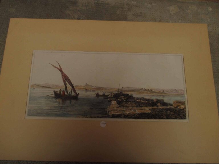 Ensemble de deux lithographies comprenant : - - Marine - 18 x 42 cm - - Vue du…